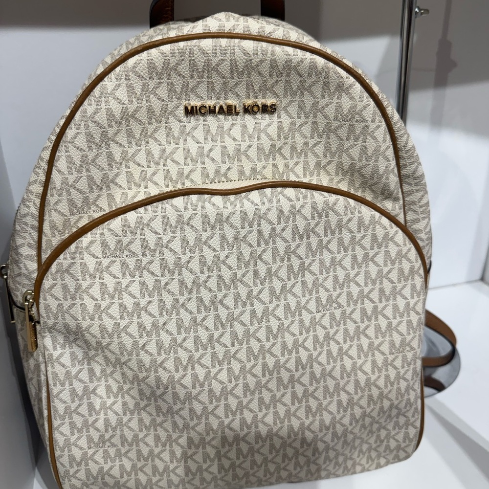 Michael Kors Signature Cream and Tan Backpack - Picture 2 of 4